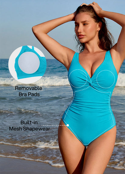 Selucy™ Twist Front Sculpting Shapewear Swimsuit