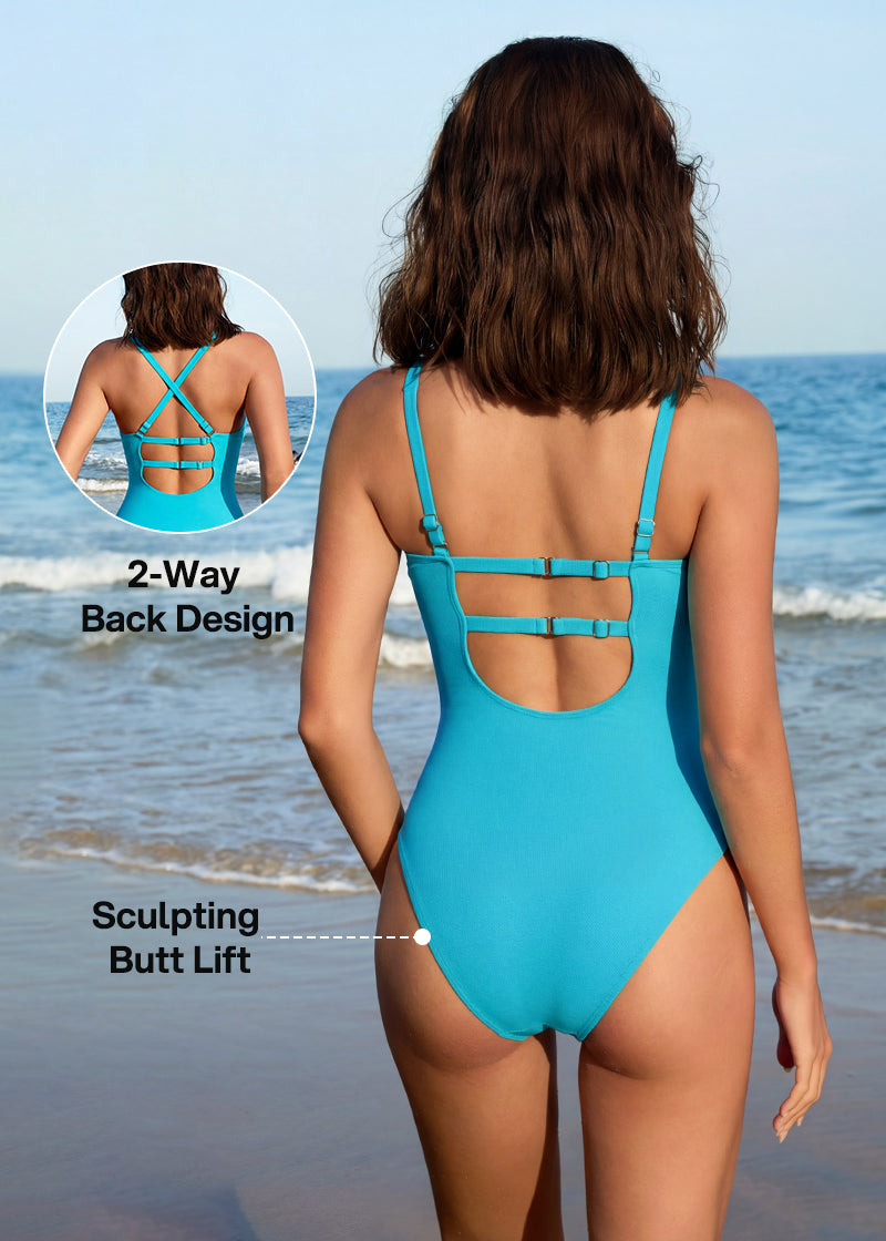 Selucy™ Twist Front Sculpting Shapewear Swimsuit
