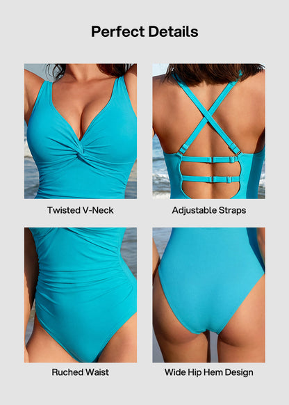 Selucy™ Twist Front Sculpting Shapewear Swimsuit