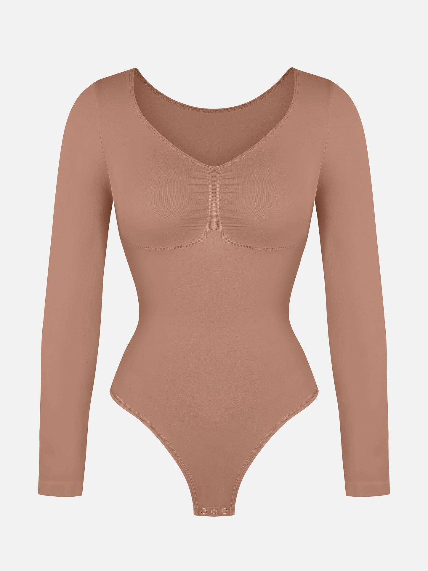 Selucy™ Seamless Long Sleeve Tummy Control Thong Bodysuit
