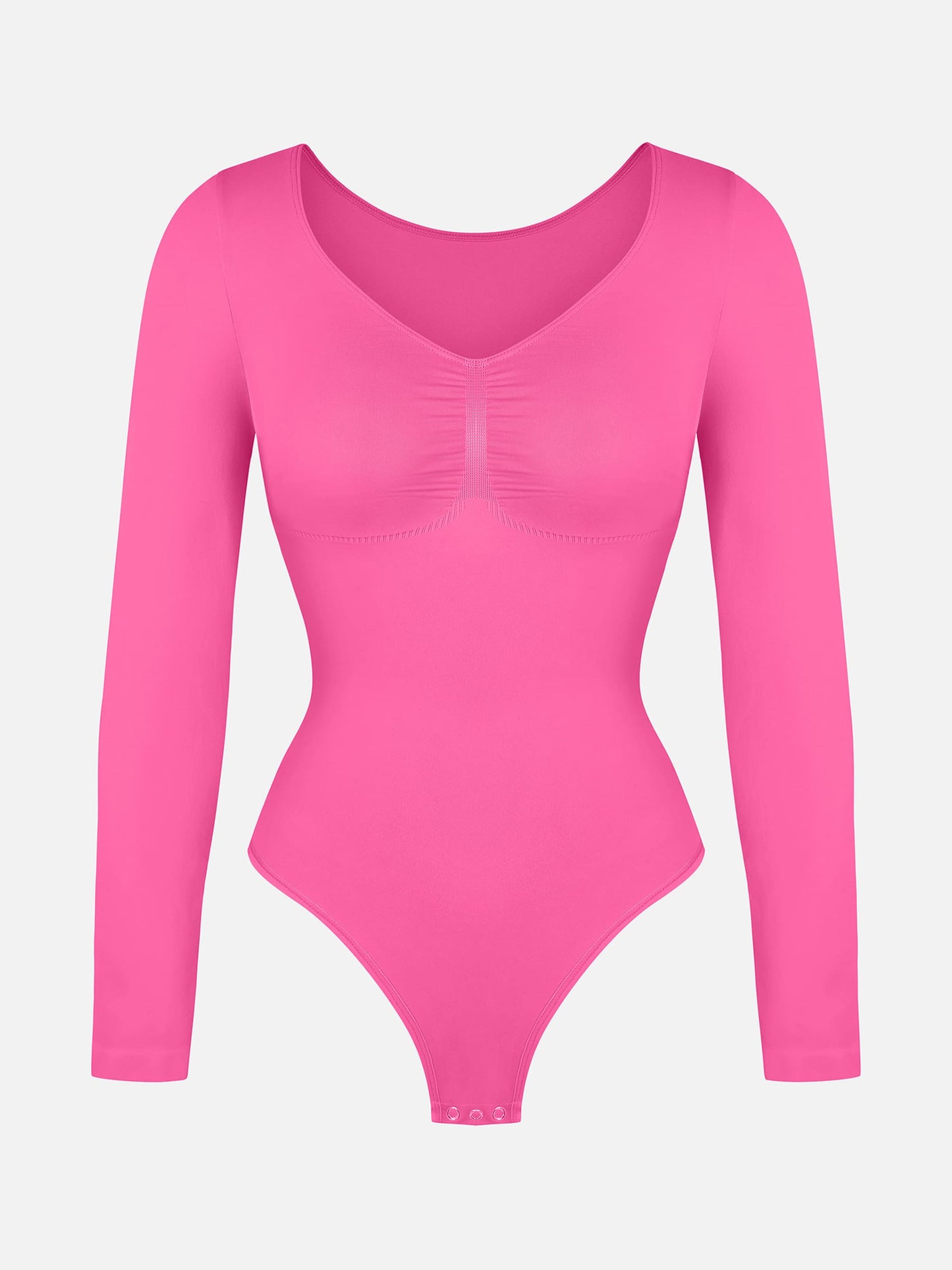Selucy™ Seamless Long Sleeve Tummy Control Thong Bodysuit