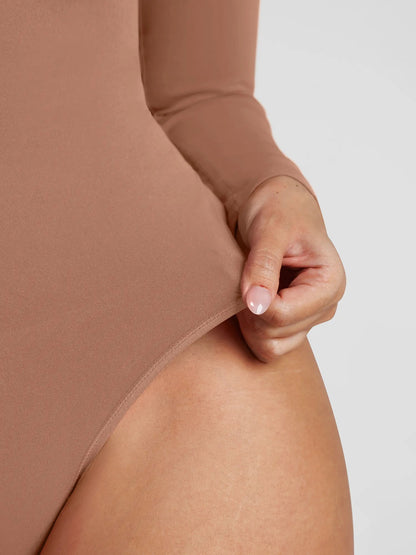 Selucy™ Seamless Long Sleeve Tummy Control Thong Bodysuit