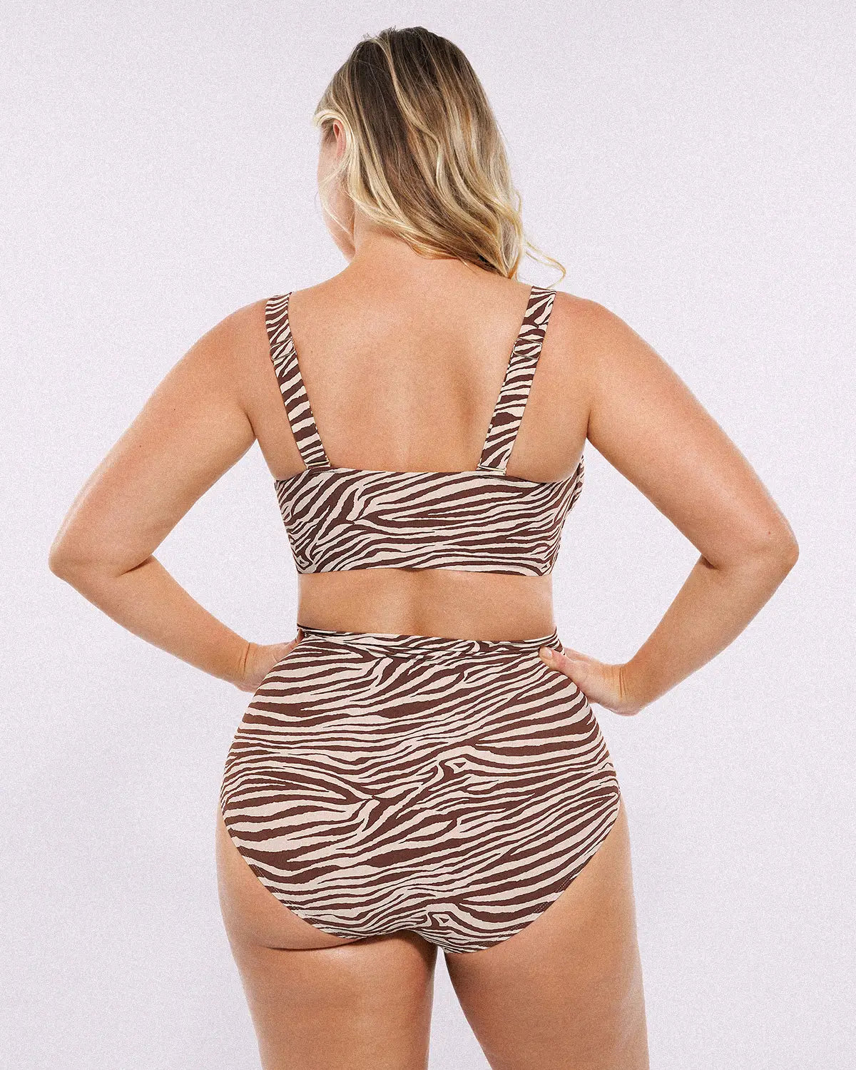 Selucy™ Ruched V-Neck Bikini Top & High-Waisted Bottom Set