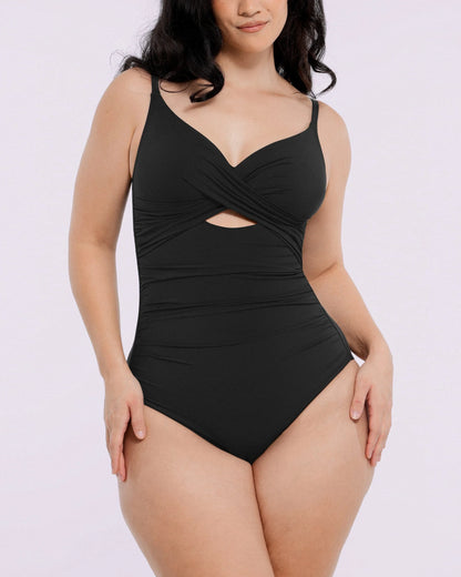 Selucy™ Ribbed Cutout-Front Shaping Swimsuit
