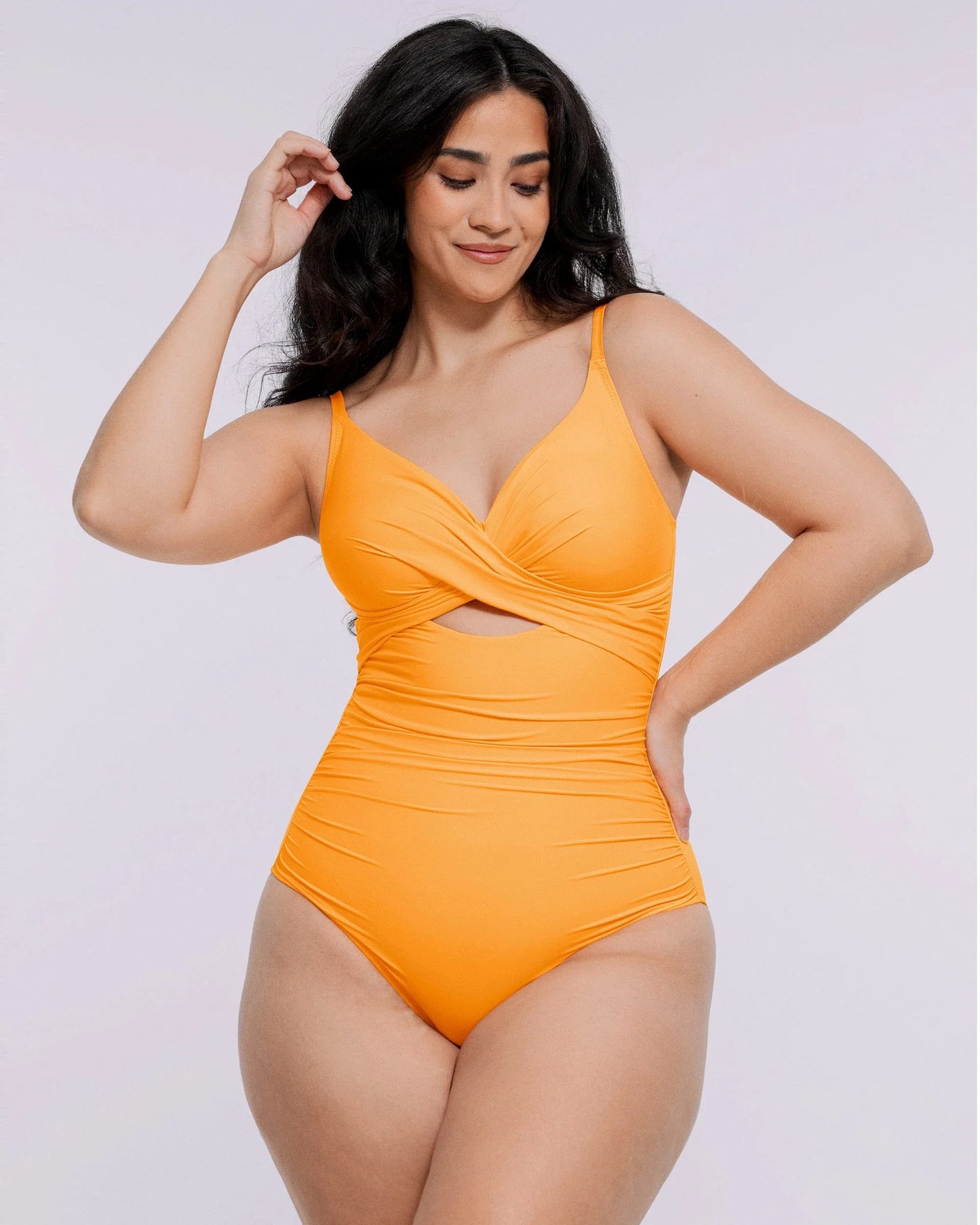 Selucy™ Ribbed Cutout-Front Shaping Swimsuit
