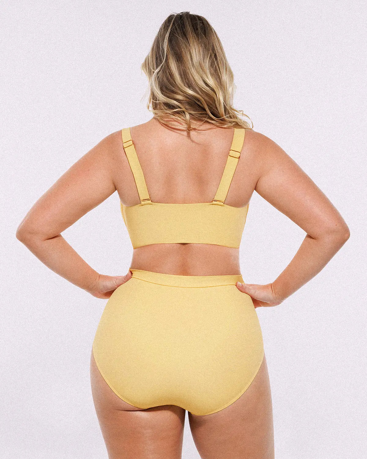 Selucy™ Ruched V-Neck Bikini Top & High-Waisted Bottom Set