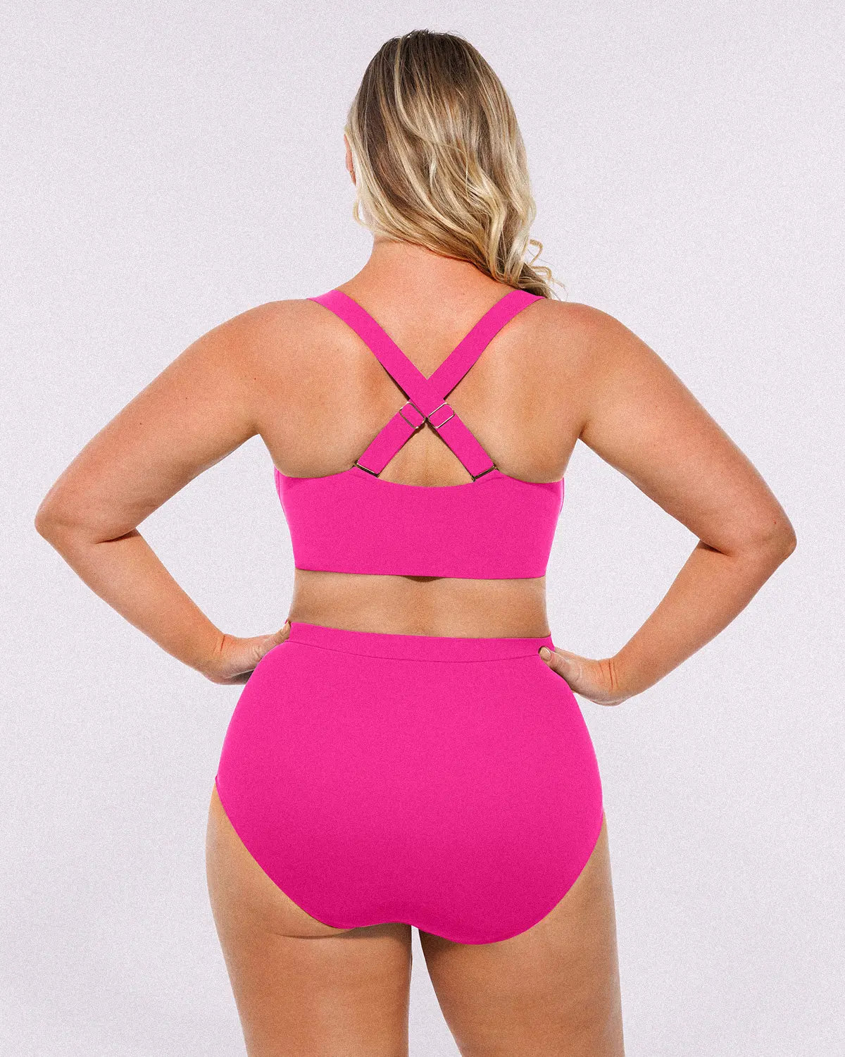 Selucy™ Ruched V-Neck Bikini Top & High-Waisted Bottom Set