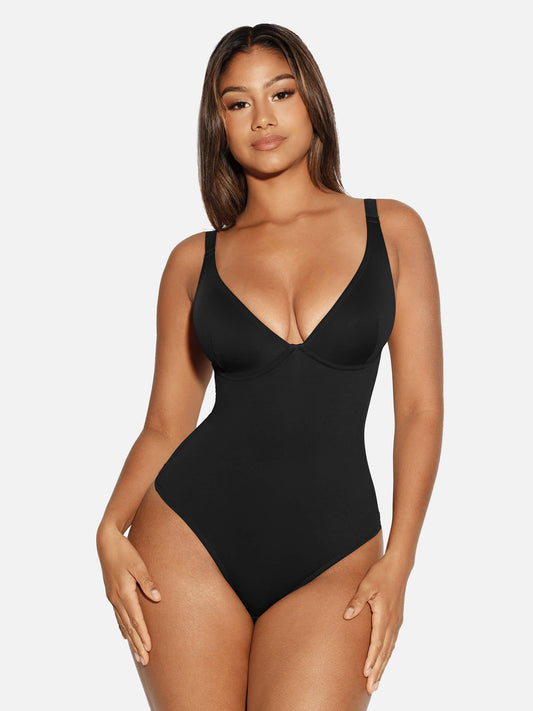 Selucy™ Lace V Neck Full Bodysuit